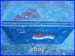 Vintage Pepsi Metal Ice Chest Cooler Pepsi-Cola Advertising Tin Cooler