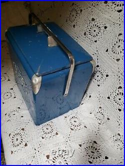 Vintage Pepsi cola cooler galvanized blue metal portable travel