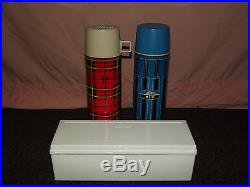 Vintage Picnic Cooler King Seeley Twin Red Blue Thermos Set