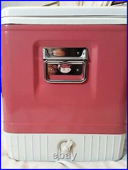 Vintage Pink Coleman Diamond Logo Cooler Ice Chest Mag-Lock Chrome White