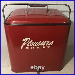 Vintage Pleasure Chest Portable Metal Cooler Ice Chest Bottle Opener Tray Insert