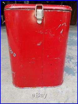 Vintage Pleasure Chest Red Metal Cooler With Bottle Opener