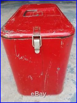 Vintage Pleasure Chest Red Metal Cooler With Bottle Opener