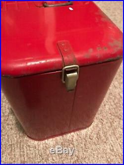 Vintage Pleasure Chest Red Metal Cooler With Bottle Opener W /Inside Tray