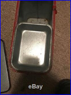 Vintage Pleasure Chest Red Metal Cooler With Bottle Opener W /Inside Tray