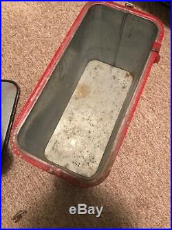 Vintage Pleasure Chest Red Metal Cooler With Bottle Opener W /Inside Tray