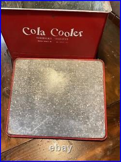 Vintage Poloron COLA COOLER Metal Ice Chest Fiberglass Insulated Can Opener
