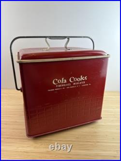 Vintage Poloron COLA COOLER Red Tin Metal Fiberglass Insulated 1960s