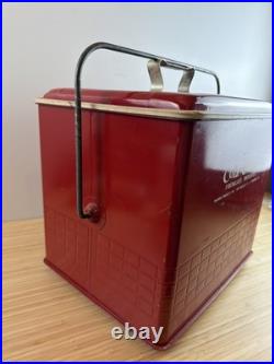Vintage Poloron COLA COOLER Red Tin Metal Fiberglass Insulated 1960s