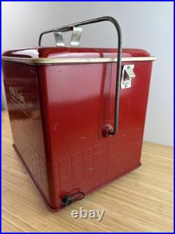 Vintage Poloron COLA COOLER Red Tin Metal Fiberglass Insulated 1960s