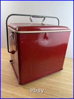 Vintage Poloron COLA COOLER Red Tin Metal Fiberglass Insulated 1960s