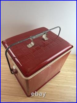 Vintage Poloron COLA COOLER Red Tin Metal Fiberglass Insulated 1960s