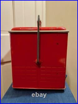 Vintage Poloron's Cola Cooler Metal Ice Chest Great Used ConditionUSA