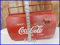 Vintage Primitive Embossed Metal Coca-Cola Cooler Cabin Decor Industrial 0402