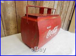 Vintage Primitive Embossed Metal Coca-Cola Cooler Cabin Decor Industrial 0402