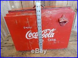 Vintage Primitive Embossed Metal Coca-Cola Cooler Cabin Decor Industrial 0617