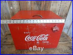 Vintage Primitive Embossed Metal Coca-Cola Cooler Cabin Decor Industrial 0617