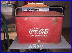 Vintage Progress Drink Coca Cola In Bottles Picnic Cooler Carrier Coke Metal
