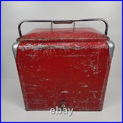 Vintage Progress Refrigerator Co Red Coca-Cola Style Metal Cooler