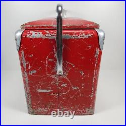 Vintage Progress Refrigerator Co Red Coca-Cola Style Metal Cooler