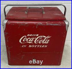 Vintage Progress Refrigerator Drink Coca Cola In Bottles Metal Cooler with Opener