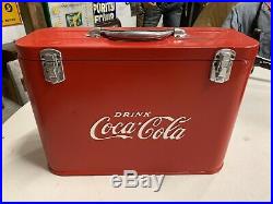 Vintage RARE Coca-Cola Airline Cooler GAS OIL SODA Minty Metal Drink Suitcase