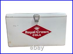 Vintage RC Royal Crown Cola Metal Double Sided Sign Ice Chest Cooler Bottle Open