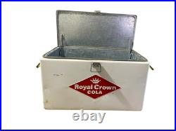 Vintage RC Royal Crown Cola Metal Double Sided Sign Ice Chest Cooler Bottle Open