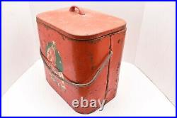 Vintage RED Large Coca Cola Soda Metal Picnic Cooler Ice Chest Sign W Handle