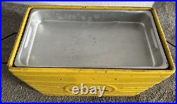 Vintage ROYAL CROWN COLA Yellow METAL COOLER + Bottles Ice Chest ORIG TRAY