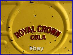 Vintage ROYAL CROWN COLA Yellow METAL COOLER + Bottles Ice Chest ORIG TRAY