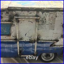 Vintage RV Metal Cooler Blue White Industrial Camp Trailer Ice Chest Steel