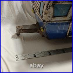 Vintage RV Metal Cooler Blue White Industrial Camp Trailer Ice Chest Steel
