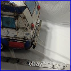 Vintage RV Metal Cooler Blue White Industrial Camp Trailer Ice Chest Steel