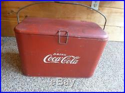 Vintage Rare 1950 60's Coca Cola Cooler Metal Advertising Ice Box Inside Picnic