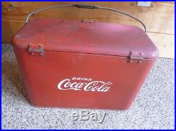 Vintage Rare 1950 60's Coca Cola Cooler Metal Advertising Ice Box Inside Picnic