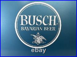 Vintage Rare 1960 70s Blue Metal Coleman Cooler W Busch Bavarian Beer Logo