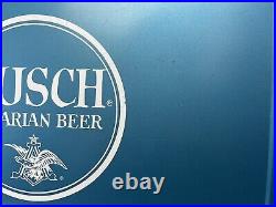 Vintage Rare 1960 70s Blue Metal Coleman Cooler W Busch Bavarian Beer Logo