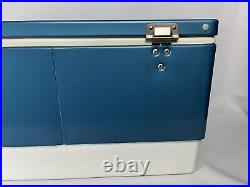 Vintage Rare 1960 70s Blue Metal Coleman Cooler W Busch Bavarian Beer Logo