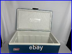 Vintage Rare 1960 70s Blue Metal Coleman Cooler W Busch Bavarian Beer Logo