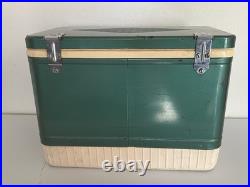 Vintage Rare Coleman Diamond Plate Logo Metal Green Cooler Htf