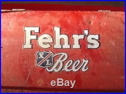 Vintage Rare Fehr's Beer Embossed Metal Picnic Cooler Louisville Kentucky
