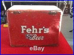 Vintage Rare Fehr's Beer Embossed Metal Picnic Cooler Louisville Kentucky