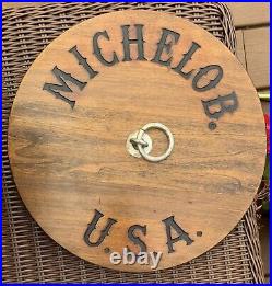 Vintage Rare MICHELOB USA Large Wooden Barrel Cooler Ice Bucket Chest 17 Tall