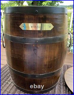 Vintage Rare MICHELOB USA Large Wooden Barrel Cooler Ice Bucket Chest 17 Tall