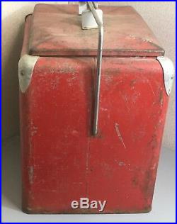 Vintage Rare Size Lg Coca Cola Cooler Original Progress Refrigerator Metal 1950s
