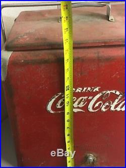 Vintage Rare Size Lg Coca Cola Cooler Original Progress Refrigerator Metal 1950s