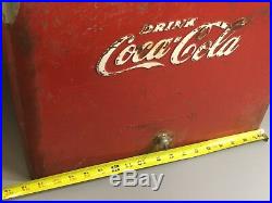 Vintage Rare Size Lg Coca Cola Cooler Original Progress Refrigerator Metal 1950s