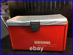 Vintage Red 1950s Metal Thermaster 27 Quart Ice Chest Cooler Poloron Products