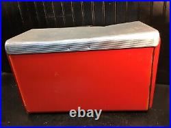 Vintage Red 1950s Metal Thermaster 27 Quart Ice Chest Cooler Poloron Products